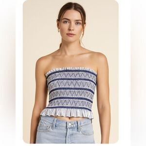 Christian Lacroix ladies top skirt medium blue white new ruched stripe mini